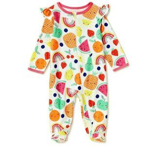 Wonder Nation Baby Girls' Fruity  Sleep 'N Play Pajamas Size Newborn NWT